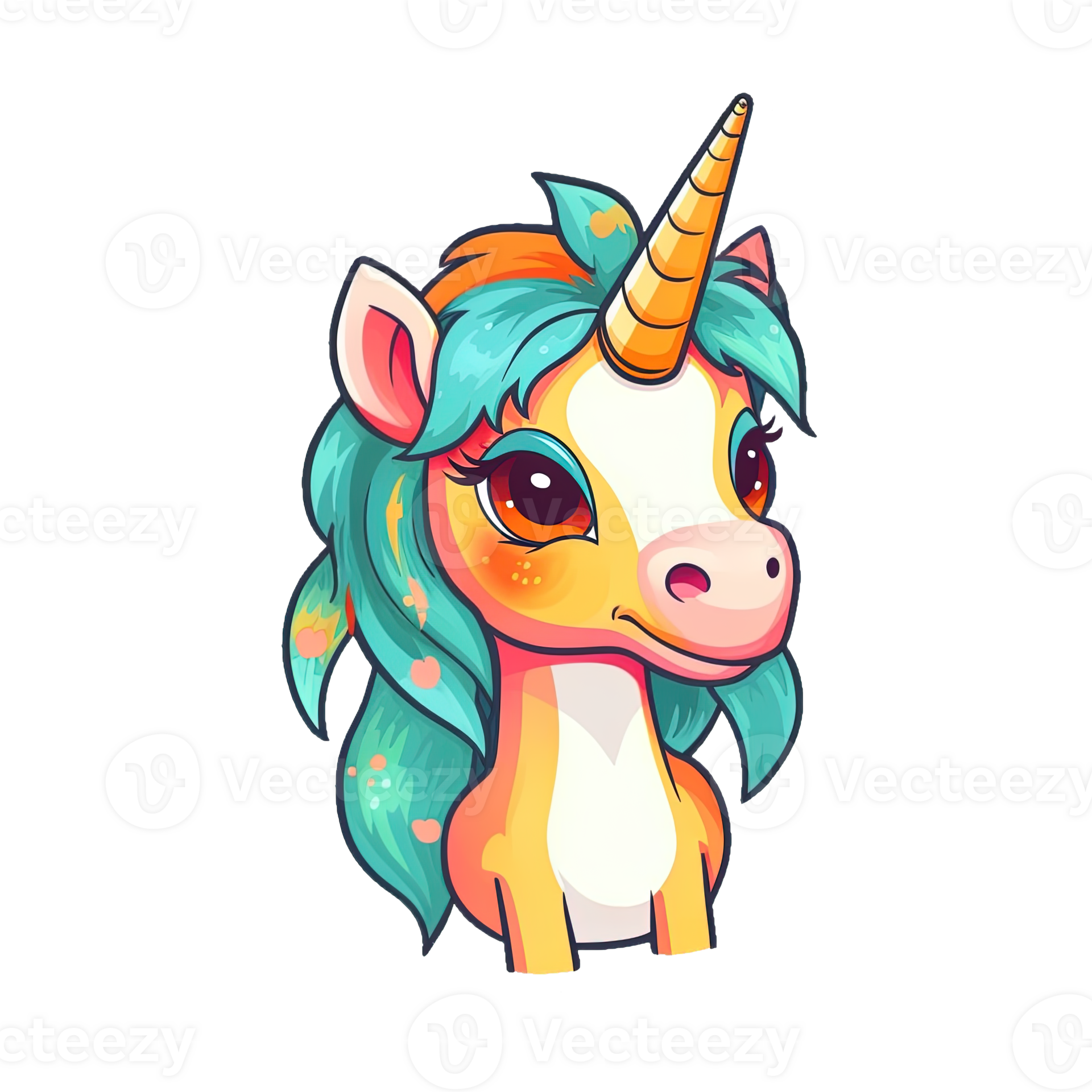 Cute cartoon unicorn sticker 24487740 PNG