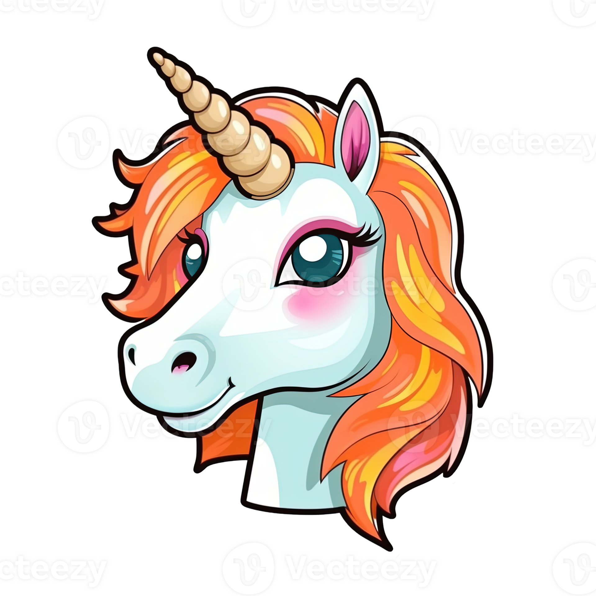 Cute cartoon unicorn sticker 24487751 PNG