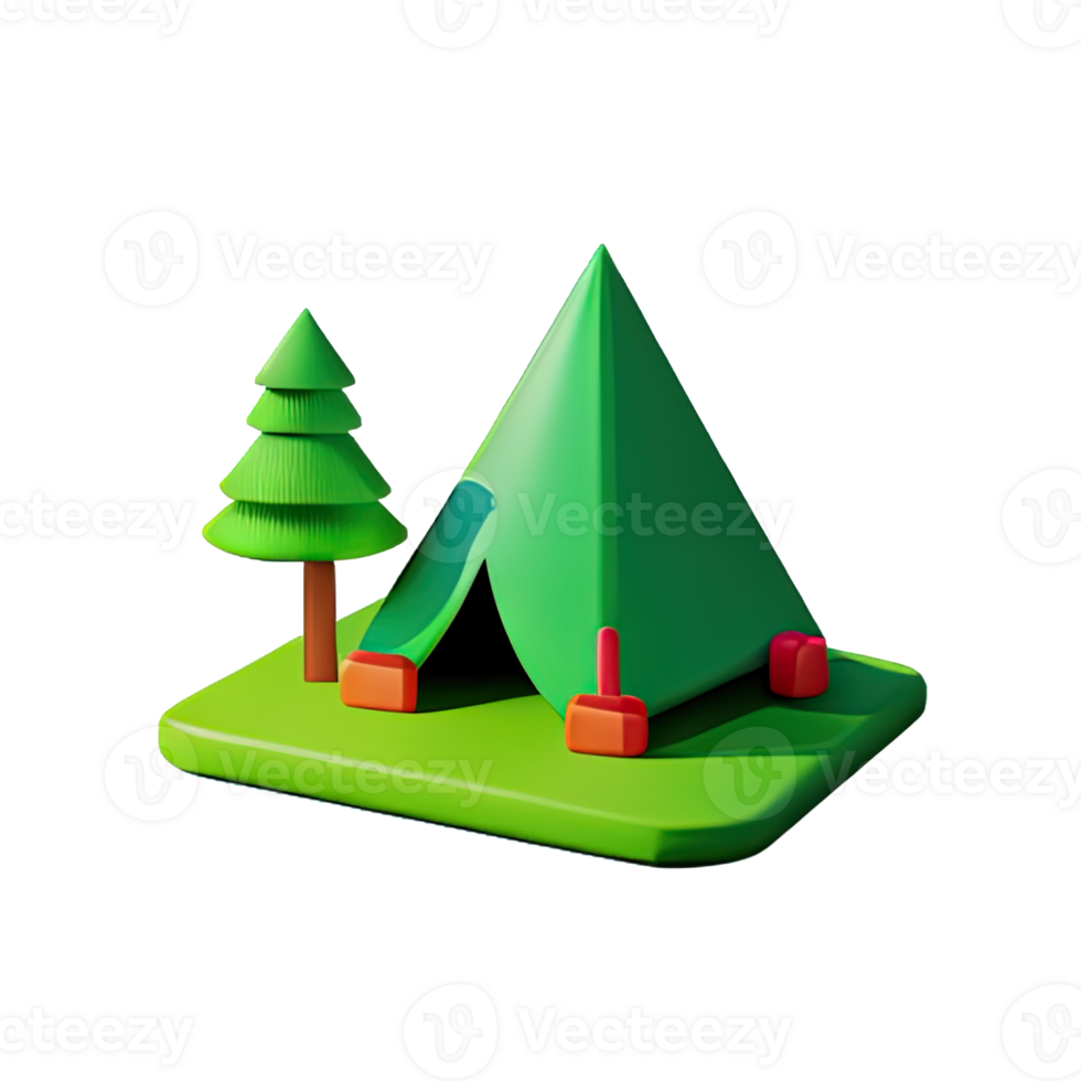 Camping tent 3d illustration png