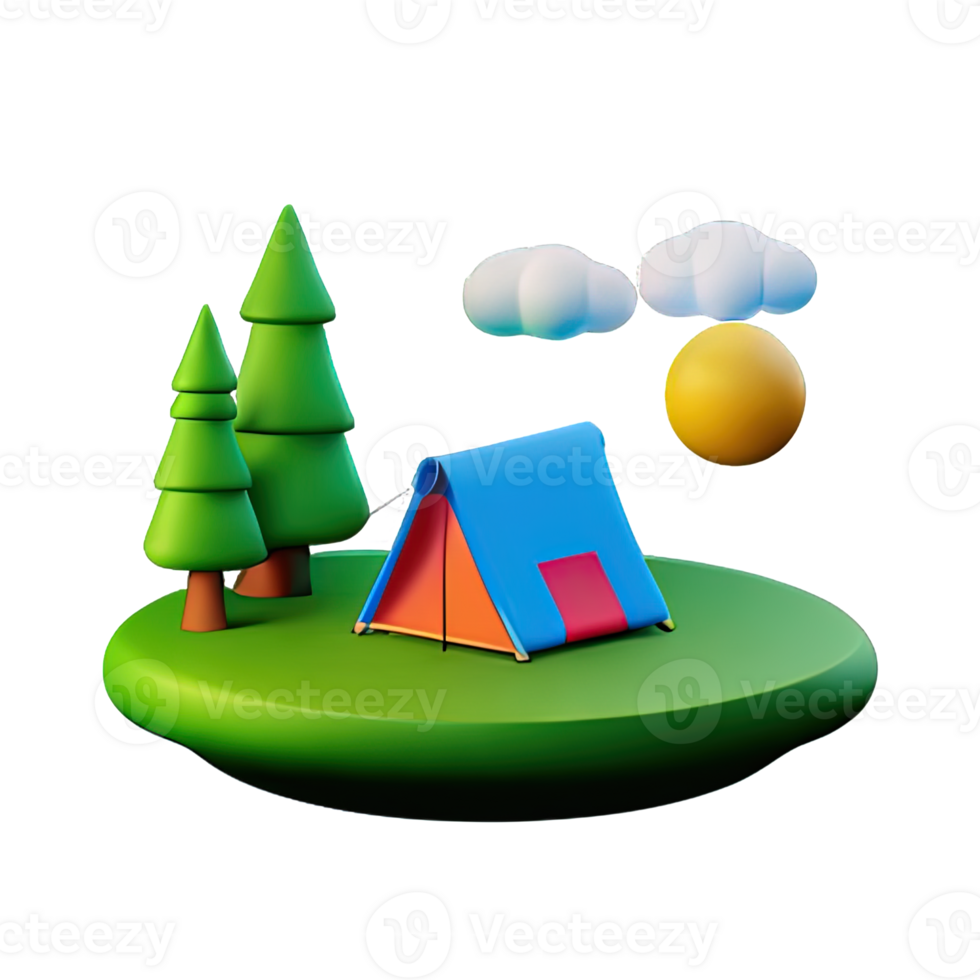 Camping tent 3d illustration png