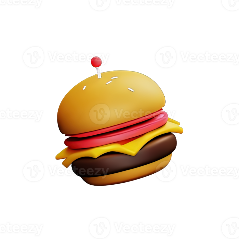 3d illustration of burger icon png