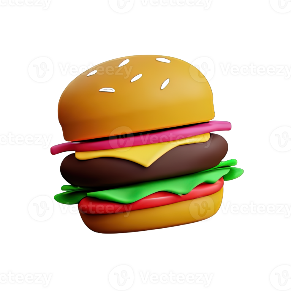 3d illustration of burger icon png