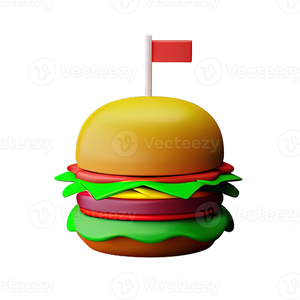 3d illustration of burger icon png
