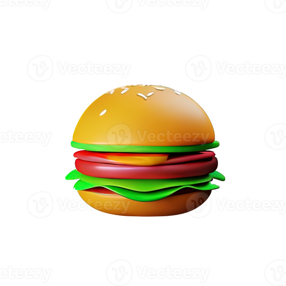 3d illustration of burger icon png