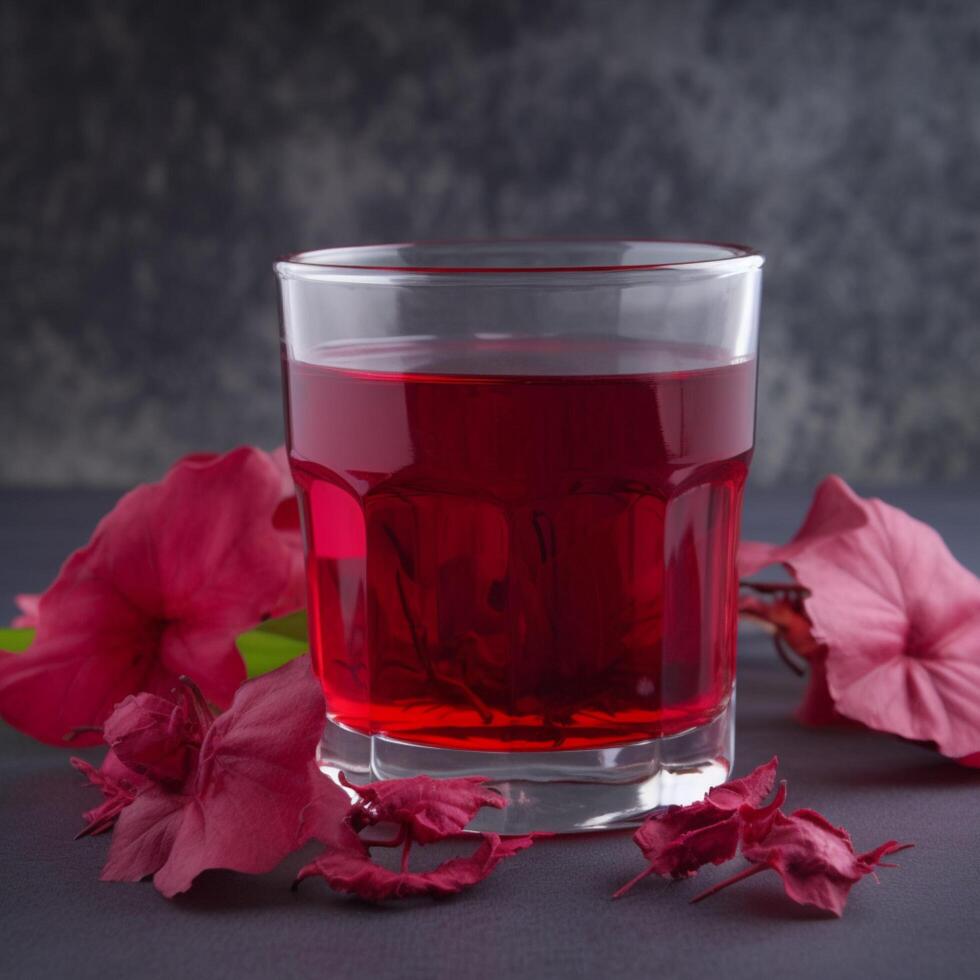 Refreshing hibiscus leaf red tea drink photo