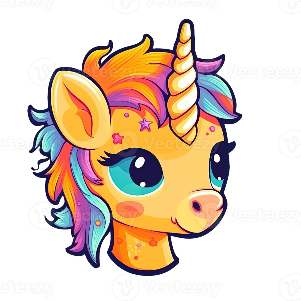 Cute cartoon unicorn sticker 24487964 PNG