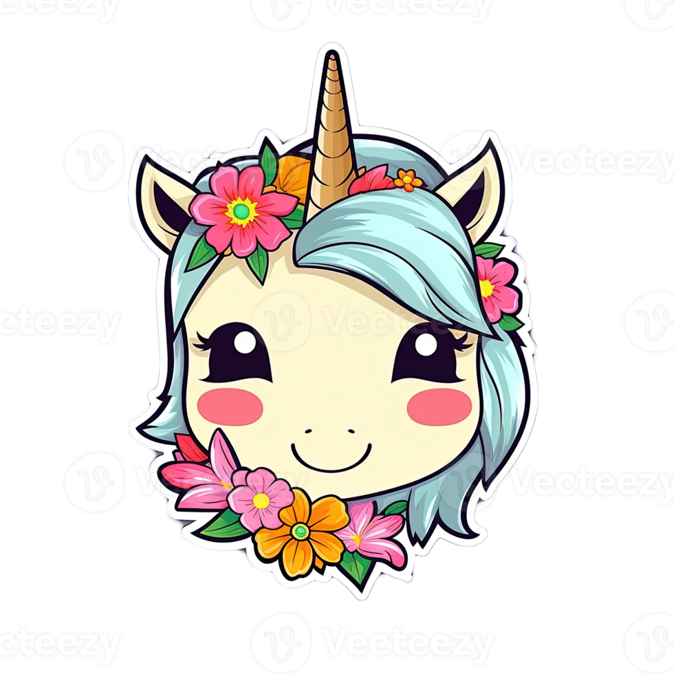 Cute cartoon unicorn sticker png