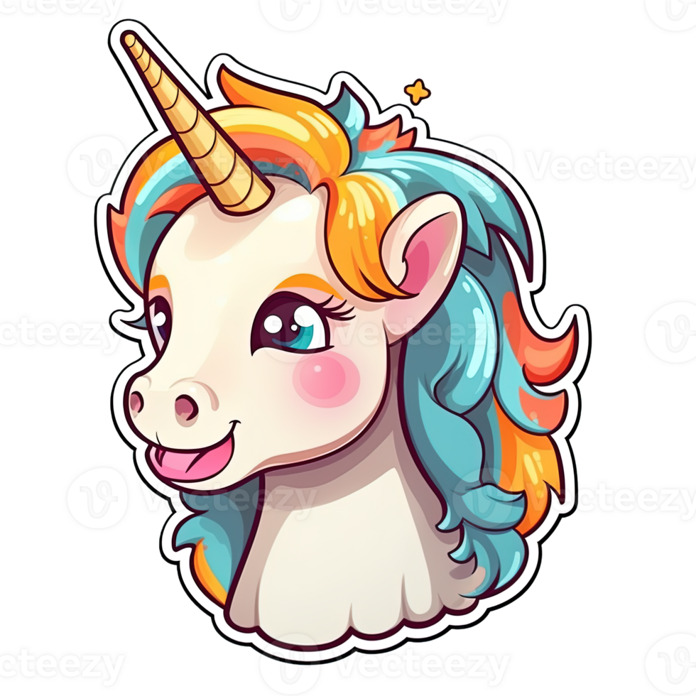 Cute cartoon unicorn sticker 24488048 PNG