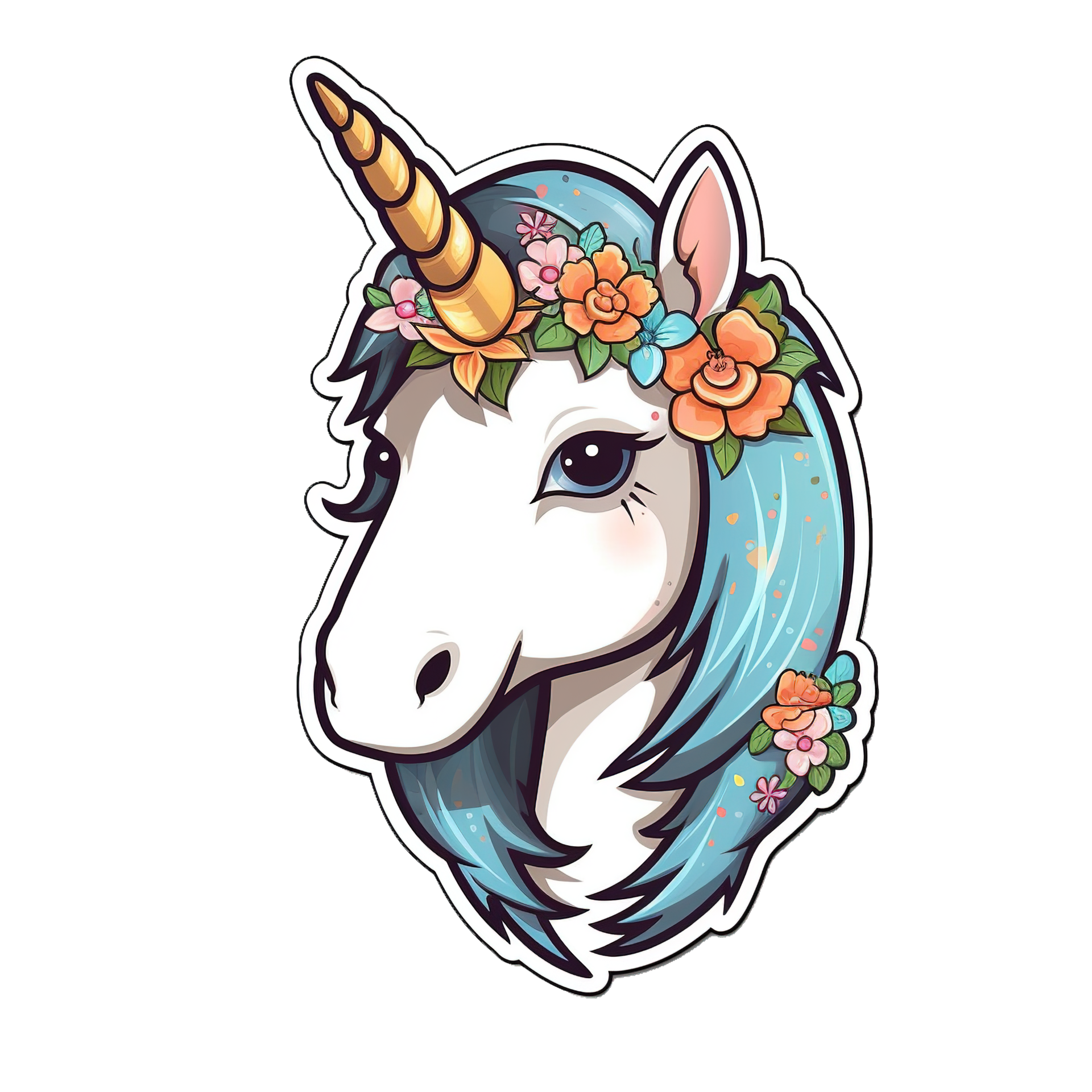Cute cartoon unicorn sticker 24488081 PNG