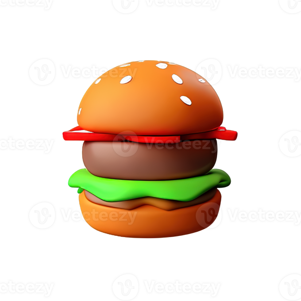 3d illustration of burger icon png