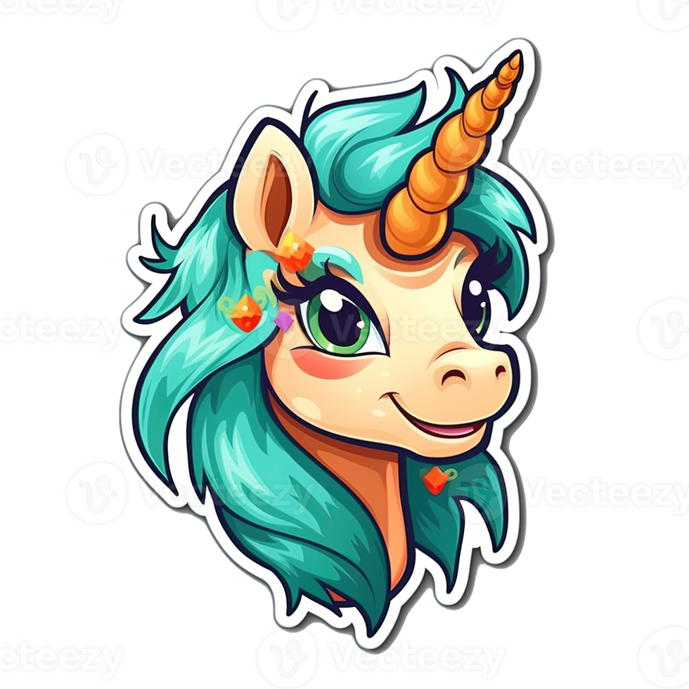 Cute cartoon unicorn sticker 24488101 PNG