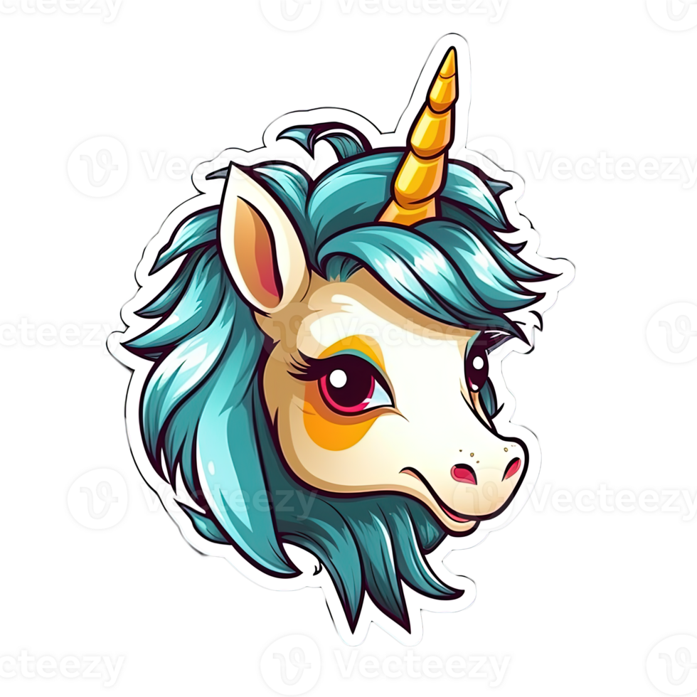 Cute cartoon unicorn sticker 24488102 PNG