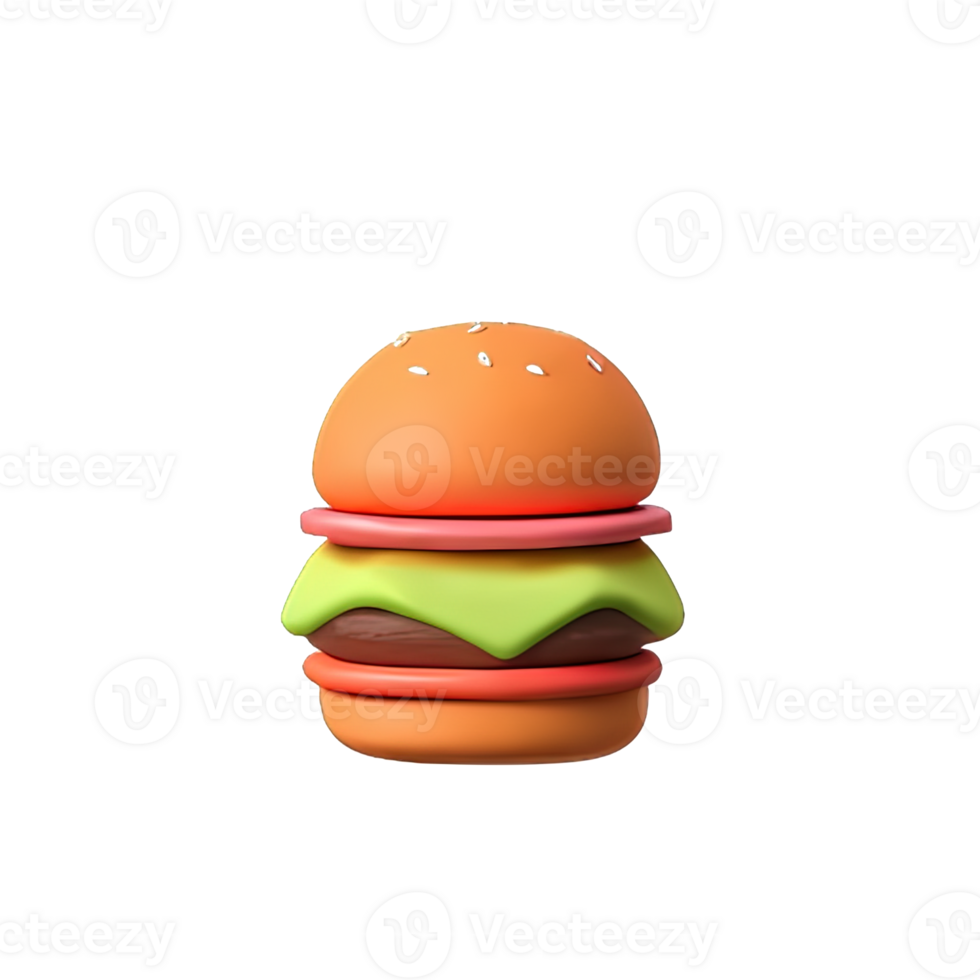 3d illustration of burger icon png