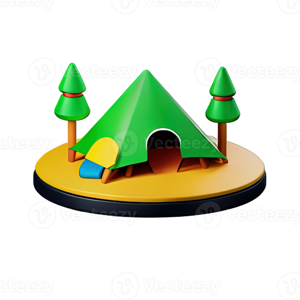 Camping tent 3d illustration png