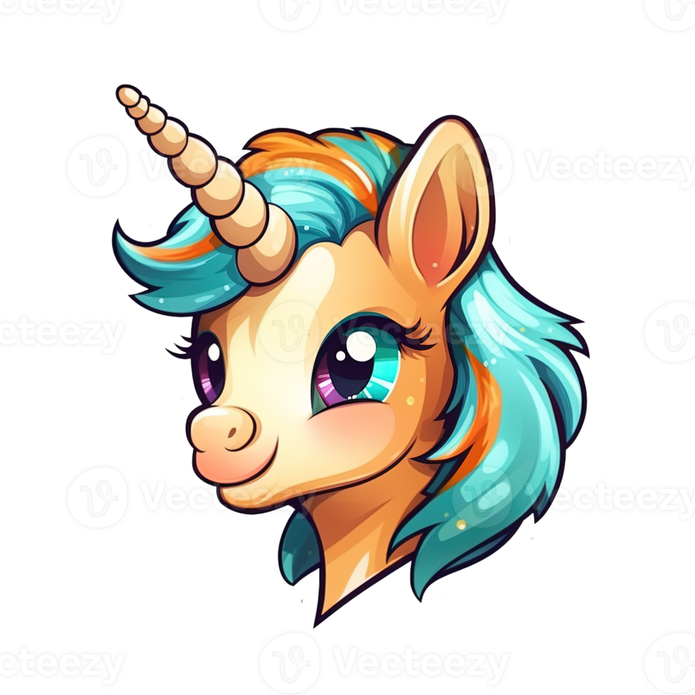 Cute cartoon unicorn sticker 24488126 PNG