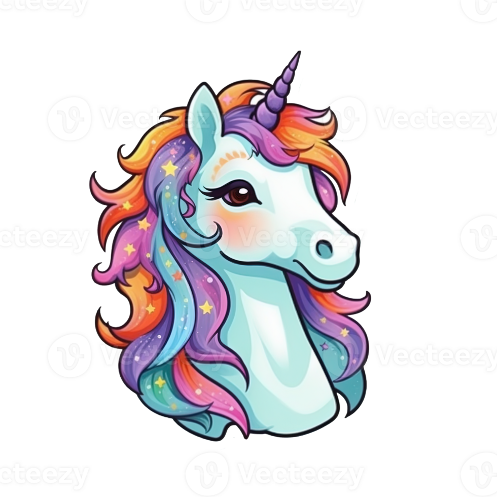 Cute cartoon unicorn sticker 24488198 PNG