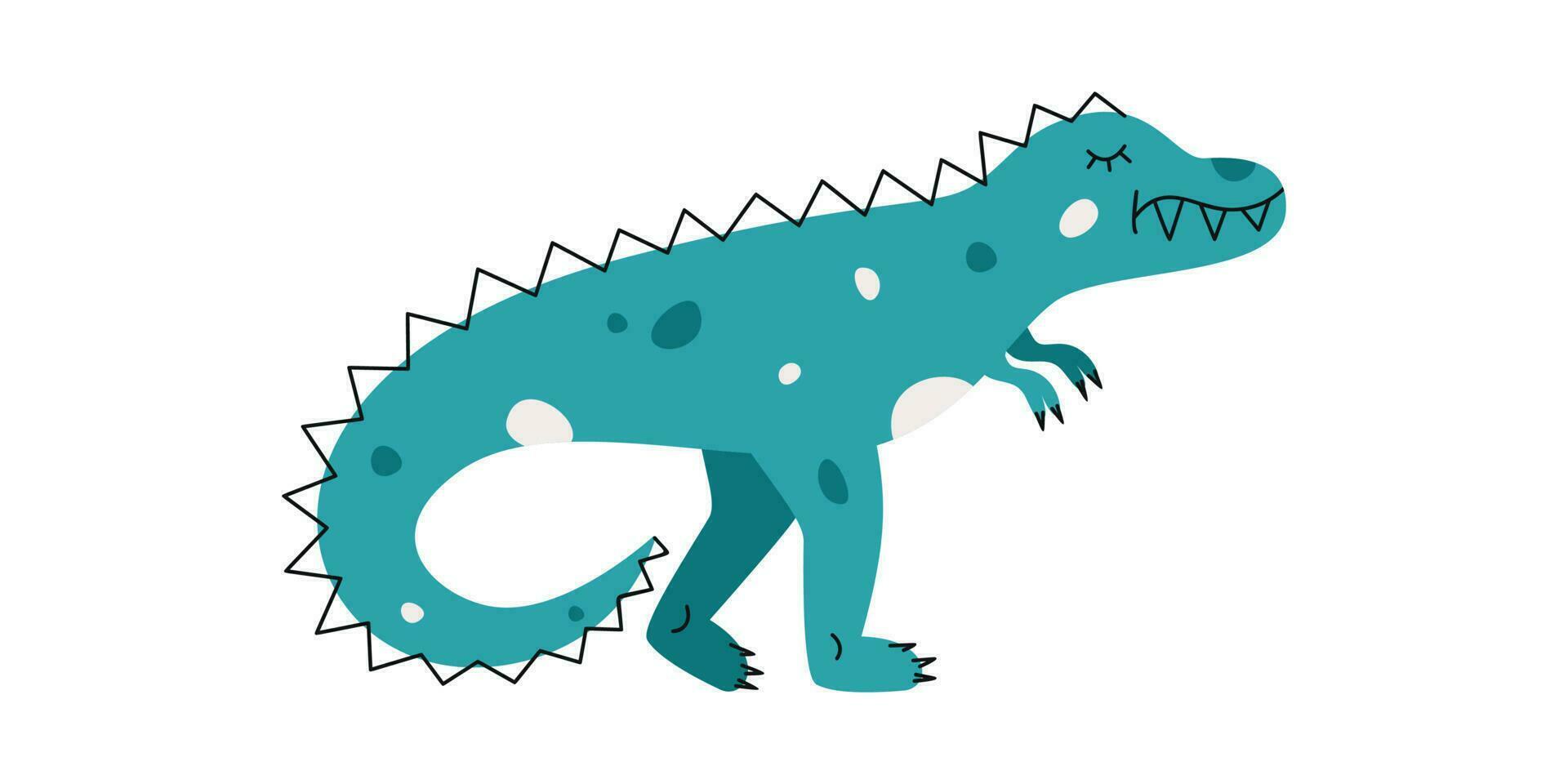 Flat hand drawn vector illustration of tyrannosaurus dinosaur