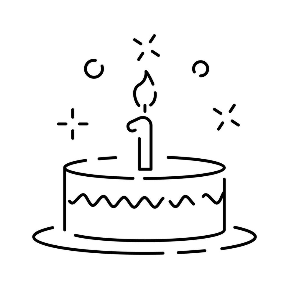 fiesta, cumpleaños, Días festivos - contorno vector línea icono. pastel y vela.