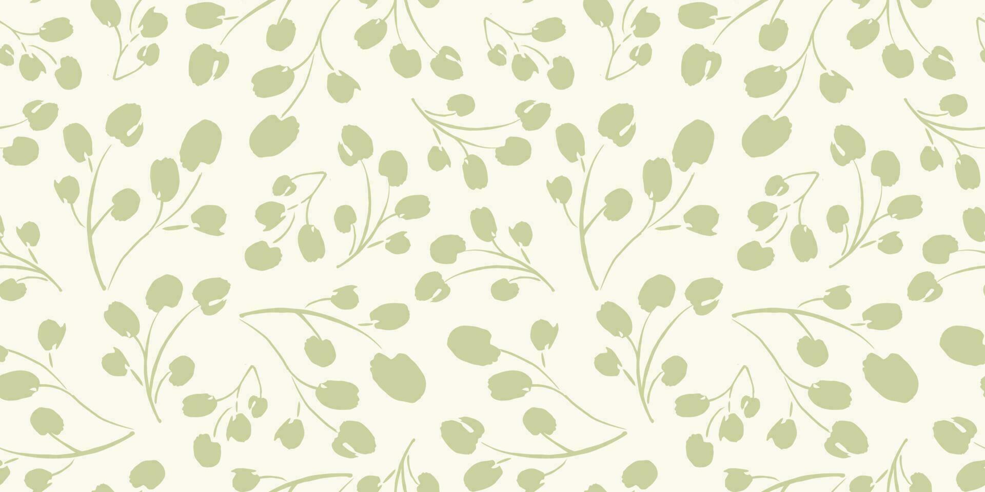 Floral seamless pattern with grass and leaves. Vector design for paper, cover, fabric, interior decor and other use