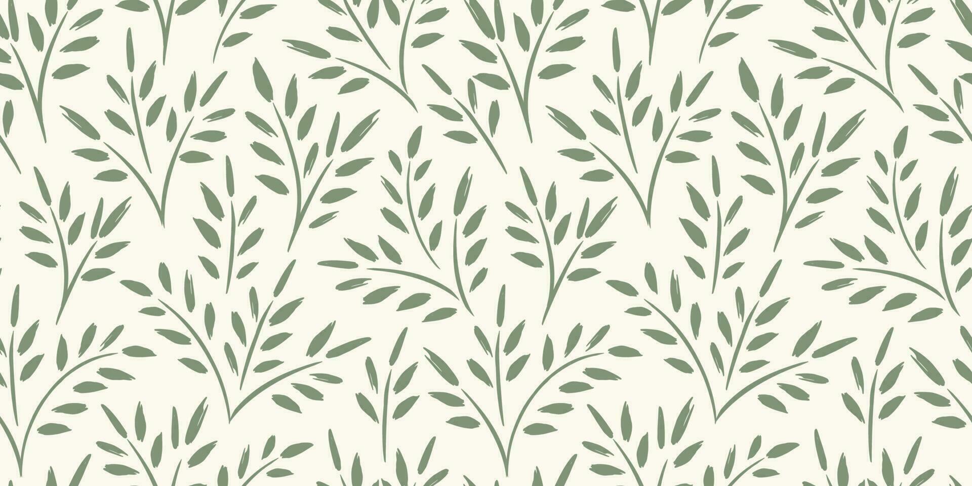 Floral seamless pattern with grass and leaves. Vector design for paper, cover, fabric, interior decor and other use