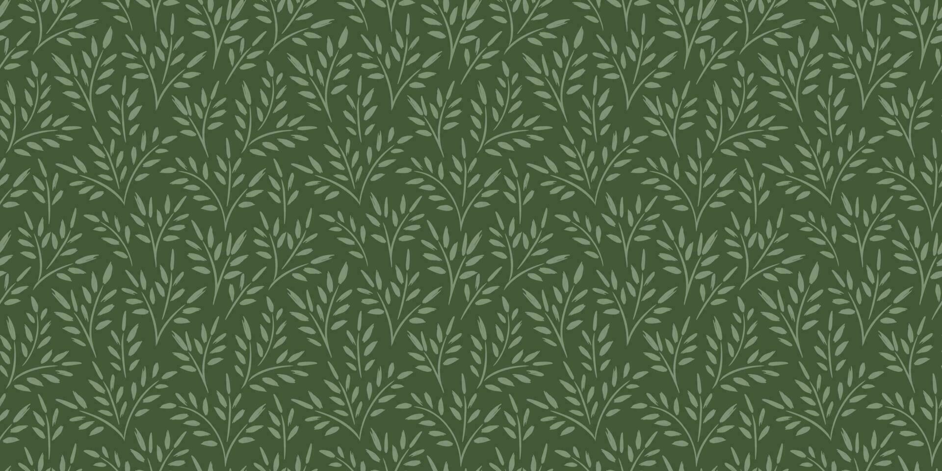 Floral seamless pattern with grass and leaves. Vector design for paper, cover, fabric, interior decor and other use