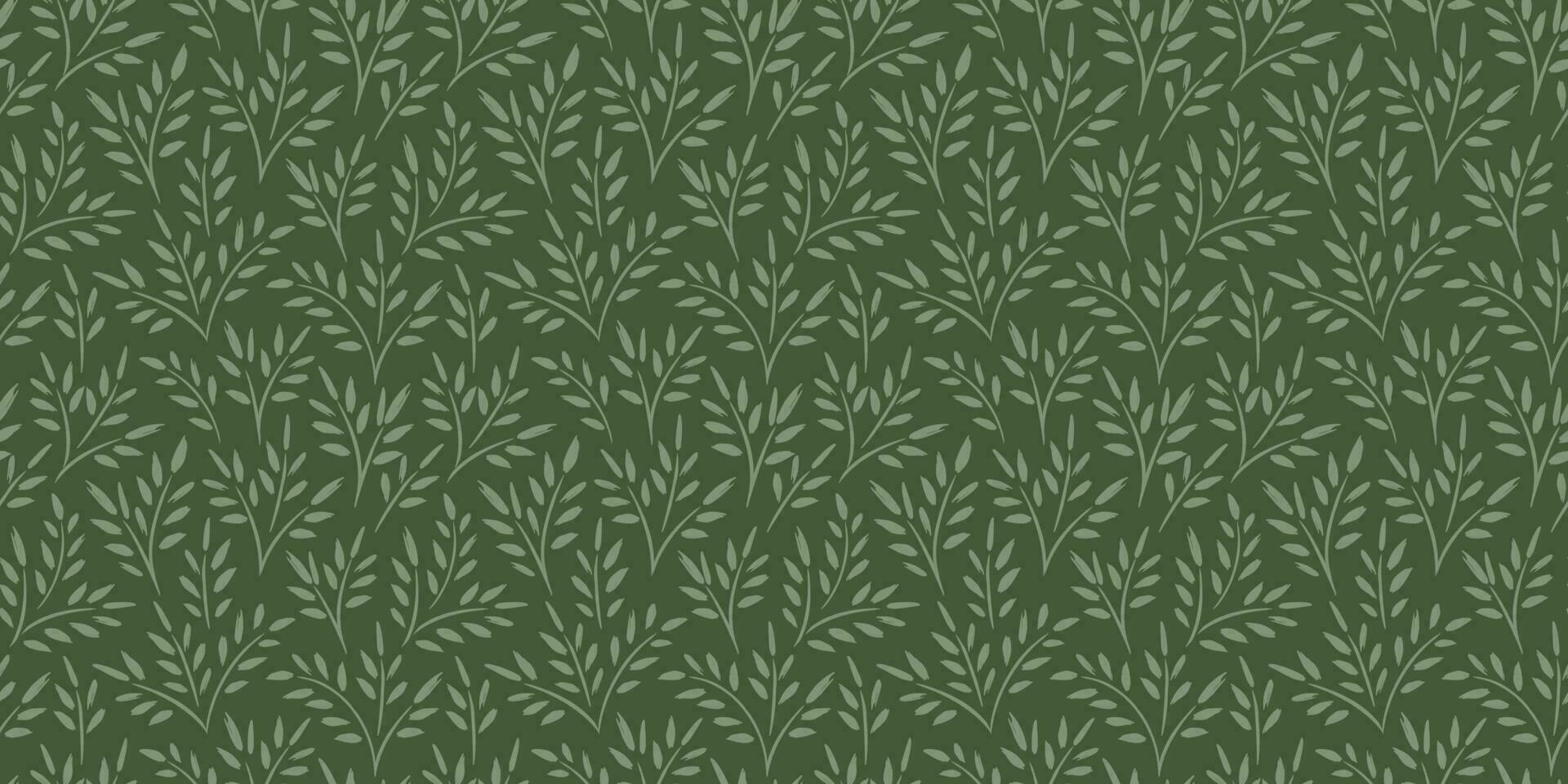 Floral seamless pattern with grass and leaves. Vector design for paper, cover, fabric, interior decor and other use