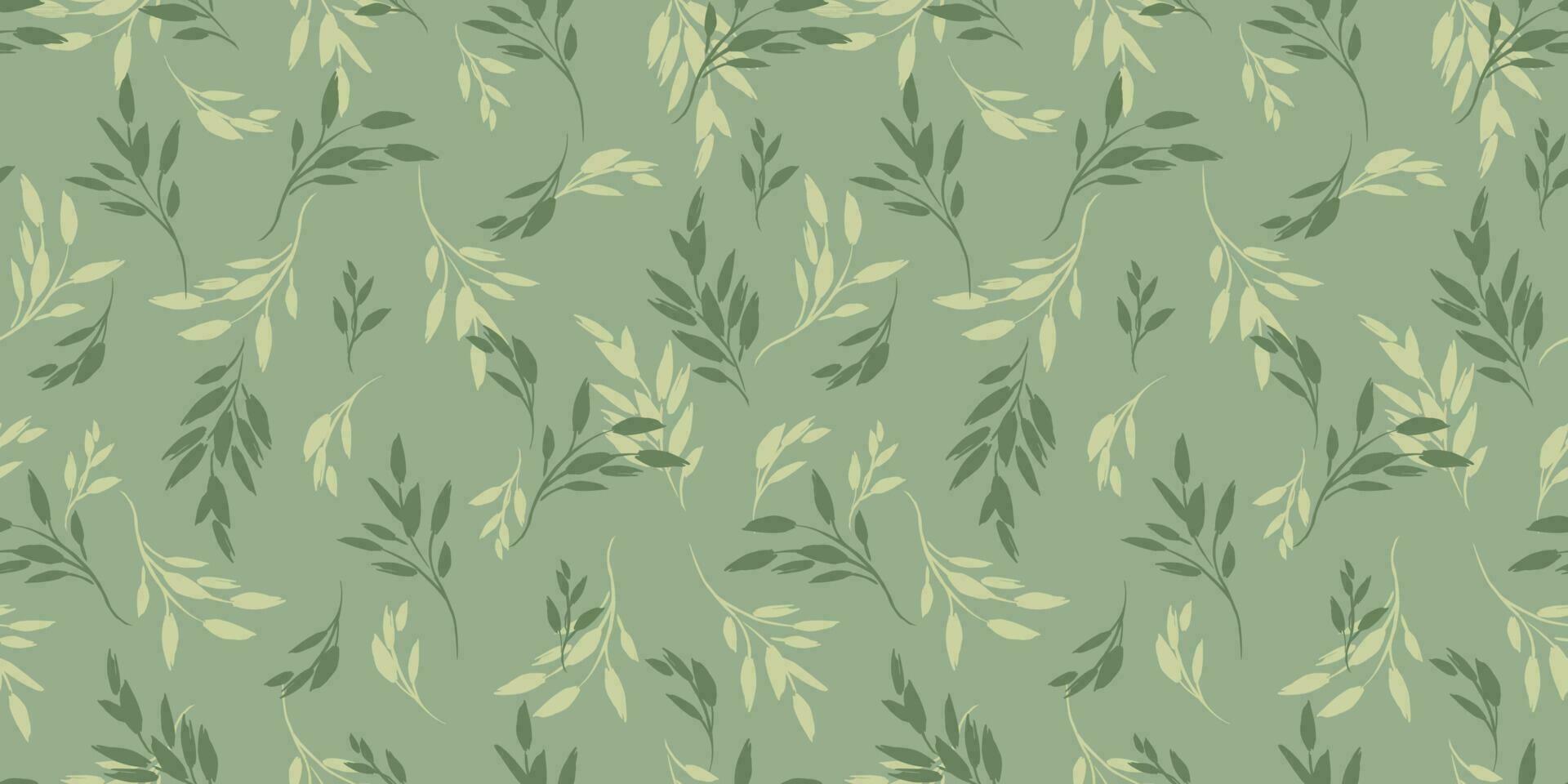 Floral seamless pattern with grass and leaves. Vector design for paper, cover, fabric, interior decor and other use