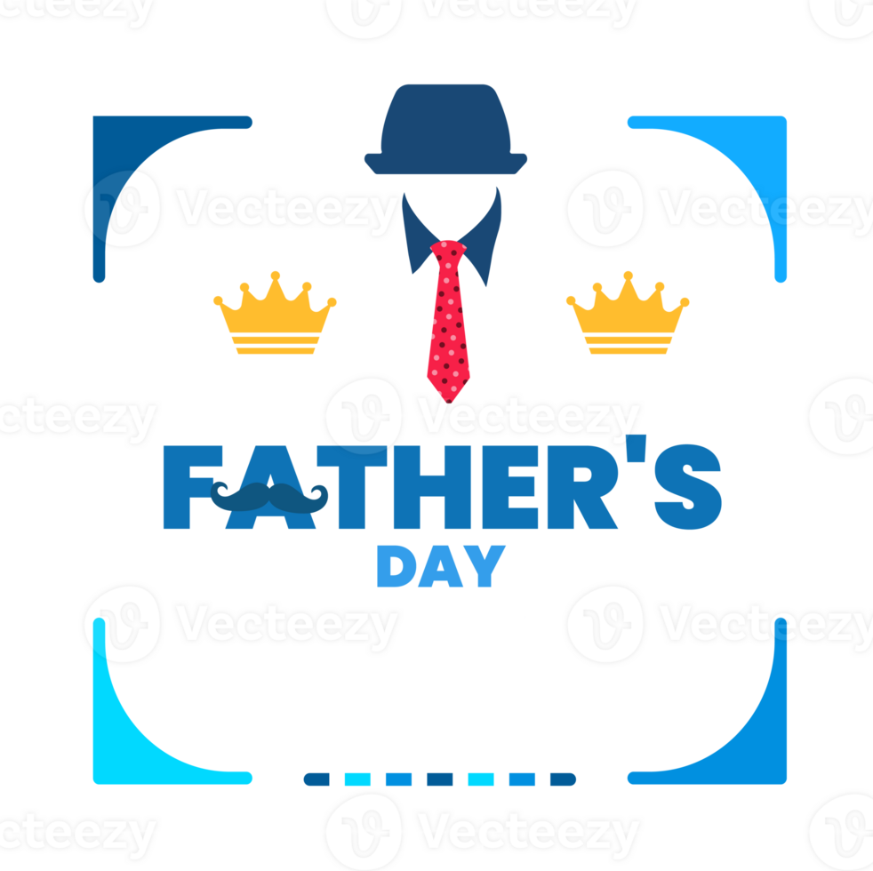 happy Father's Day social media post typography, greetings, banner, background and poster transparent png design template celebrate in june. Father's Day background or banner, necktie, glasses, hat.