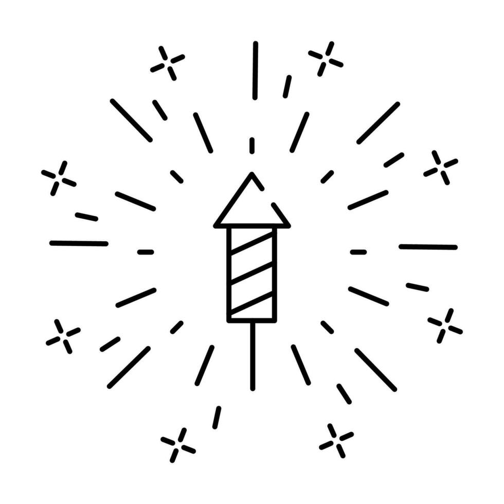 Fireworks line icon, outline vector sign, linear pictogram isolated on white. logo illustration. New year, christmas and celebration carnival. Happy new year.