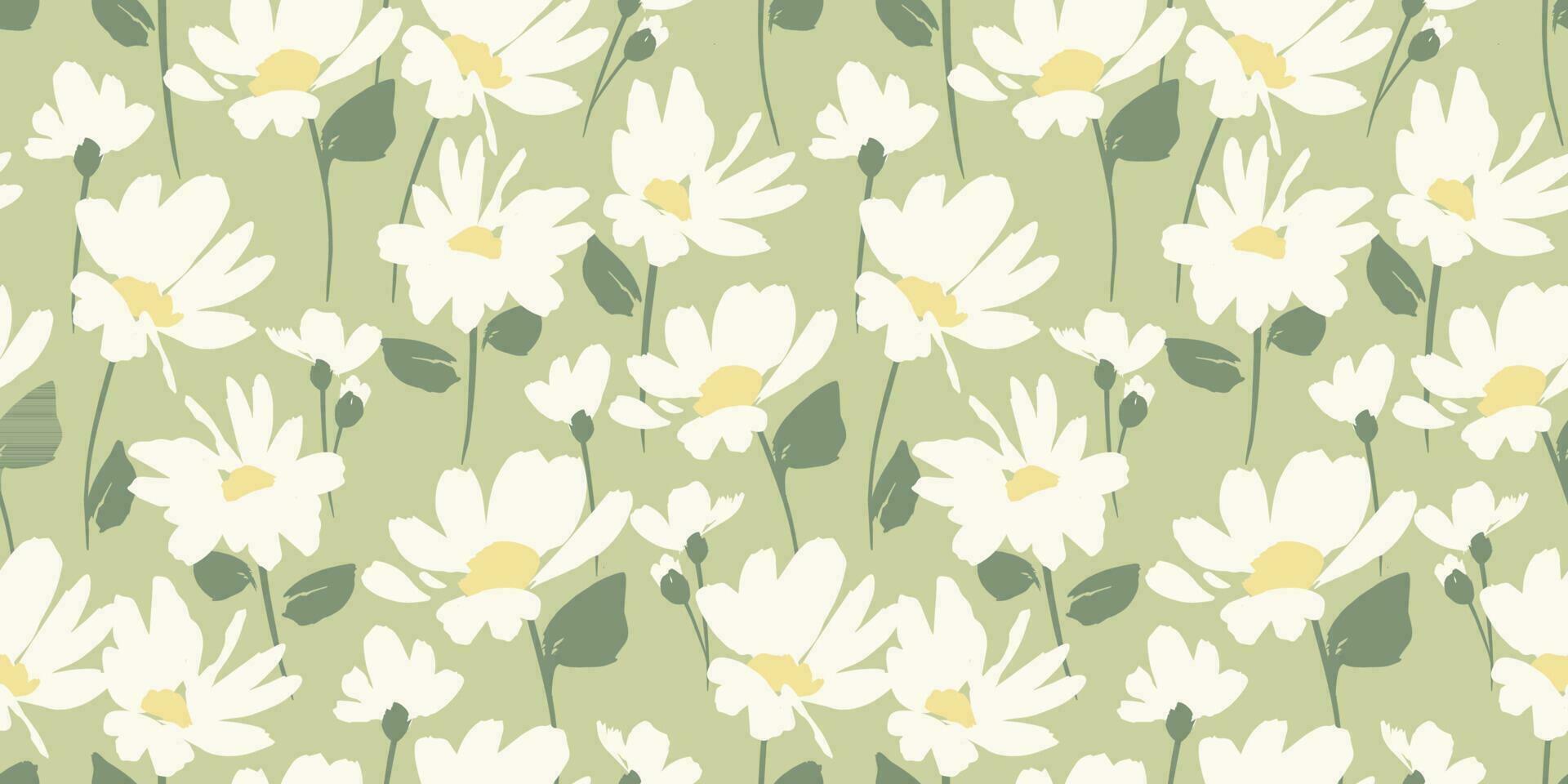 Abstract floral seamless pattern with chamomile. Trendy hand drawn textures. Modern abstract design for,paper, cover, fabric and other use vector