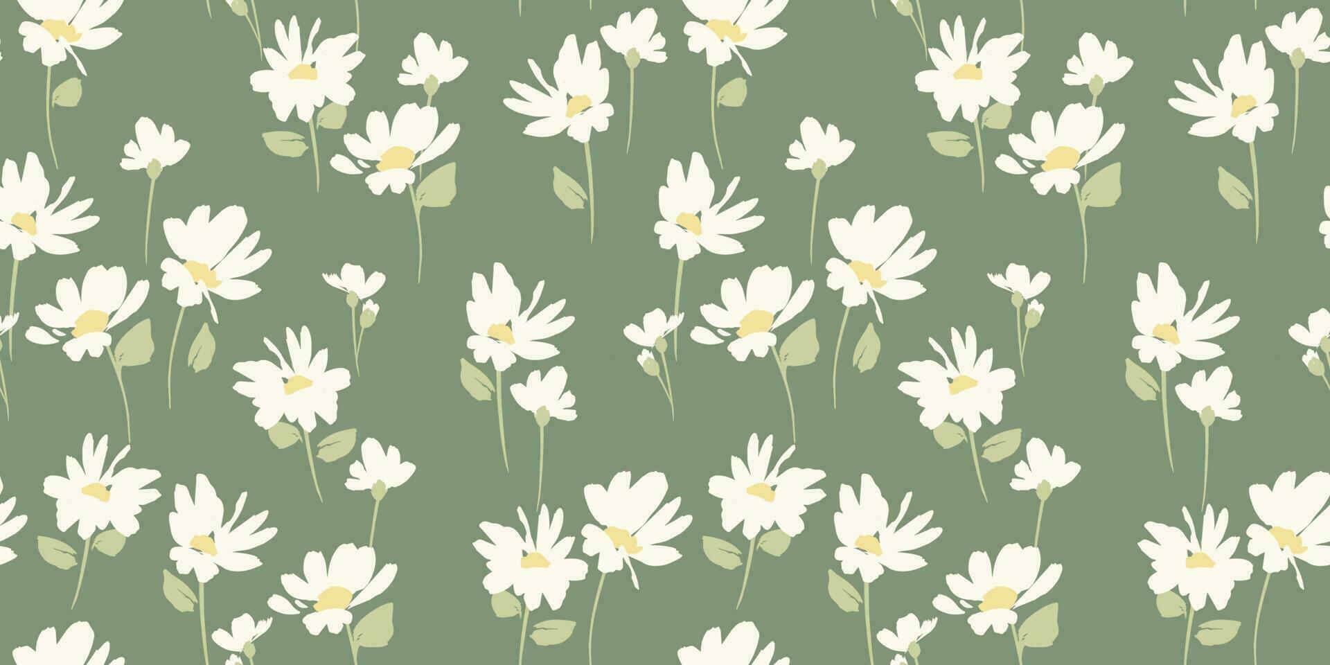 Abstract floral seamless pattern with chamomile. Trendy hand drawn textures. Modern abstract design for,paper, cover, fabric and other use vector