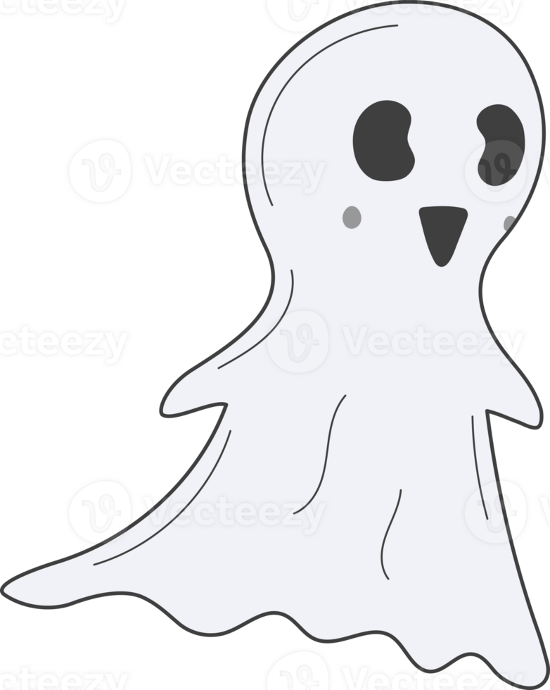 Cute ghost character isolated on transparent background. png