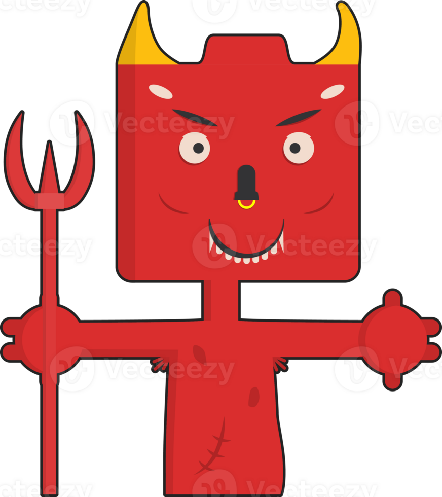 Halloween cartoon character. Cute devil isolated on transparent background. png