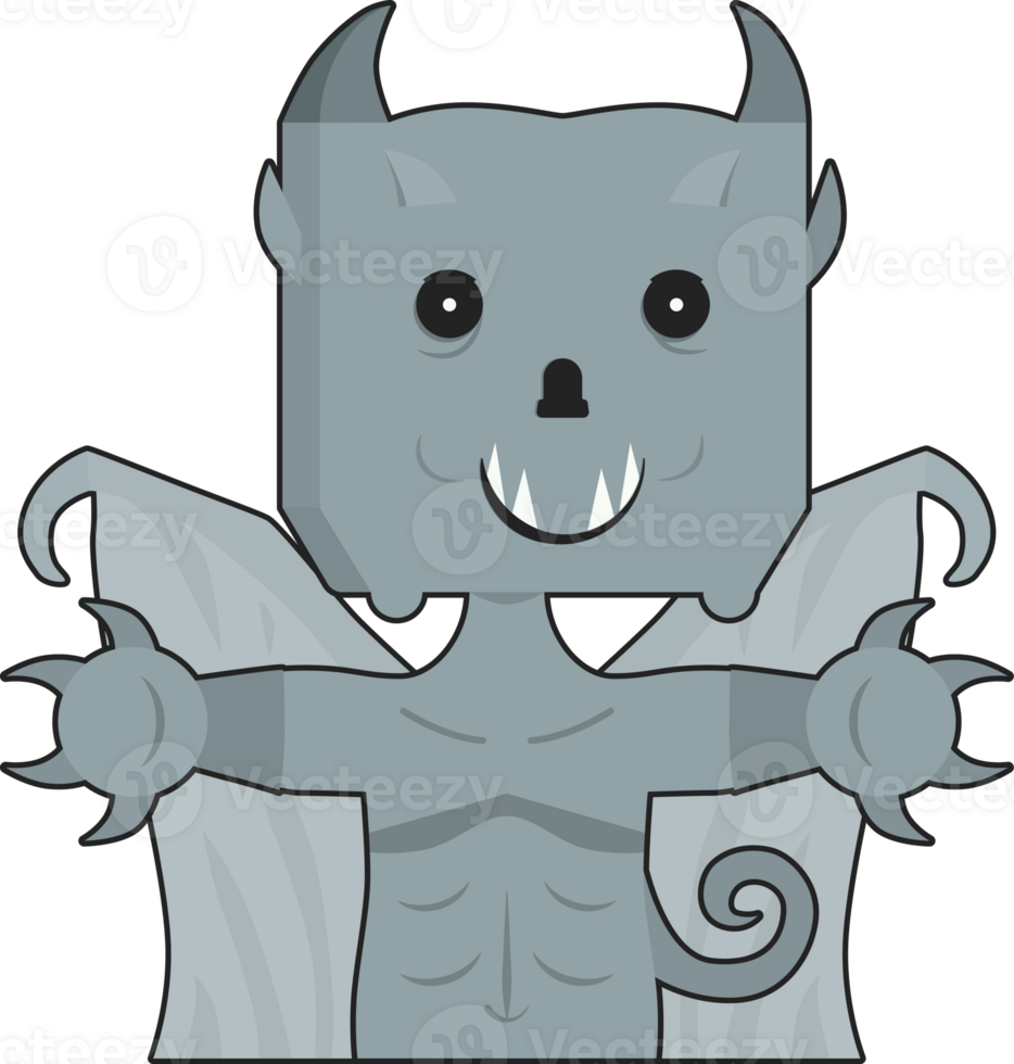 Halloween cartoon character. Cute gargoyle isolated on transparent background. png