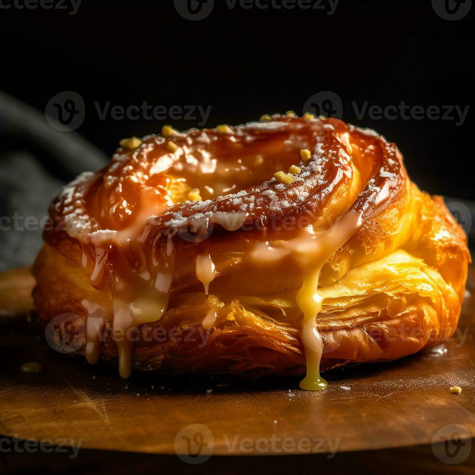 an Danish pastry with blur background photo