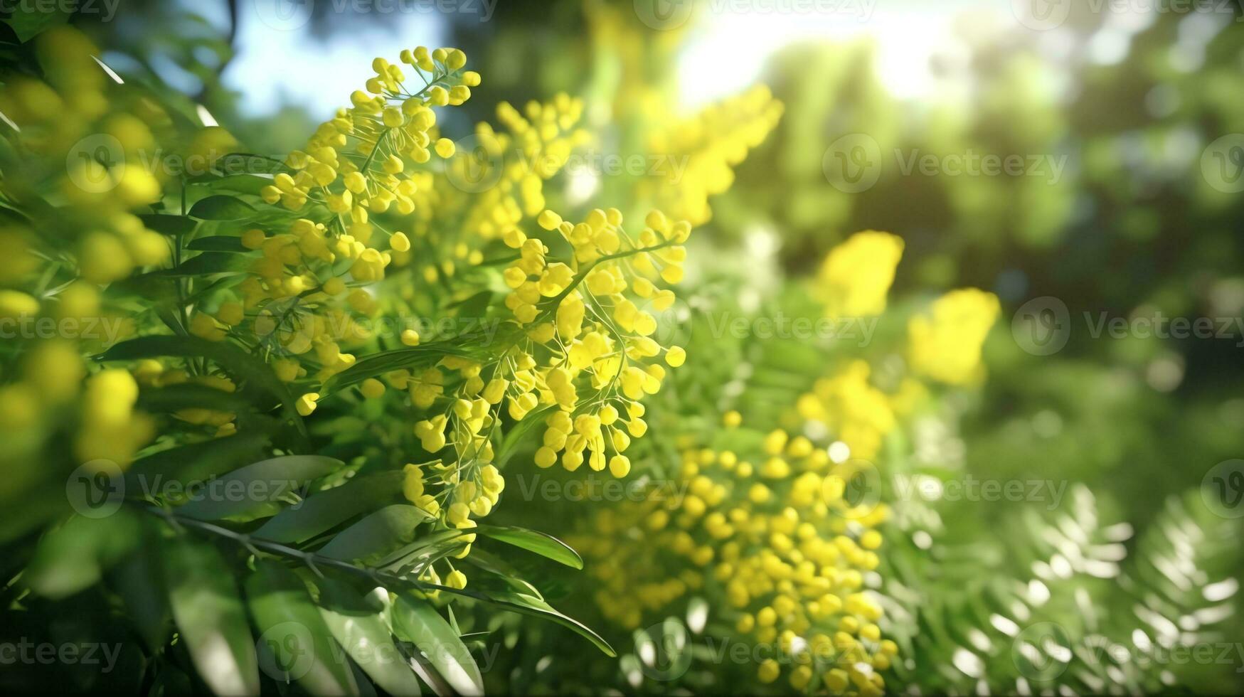 un cerca arriba de paisaje de lozano verdor con acacia foto