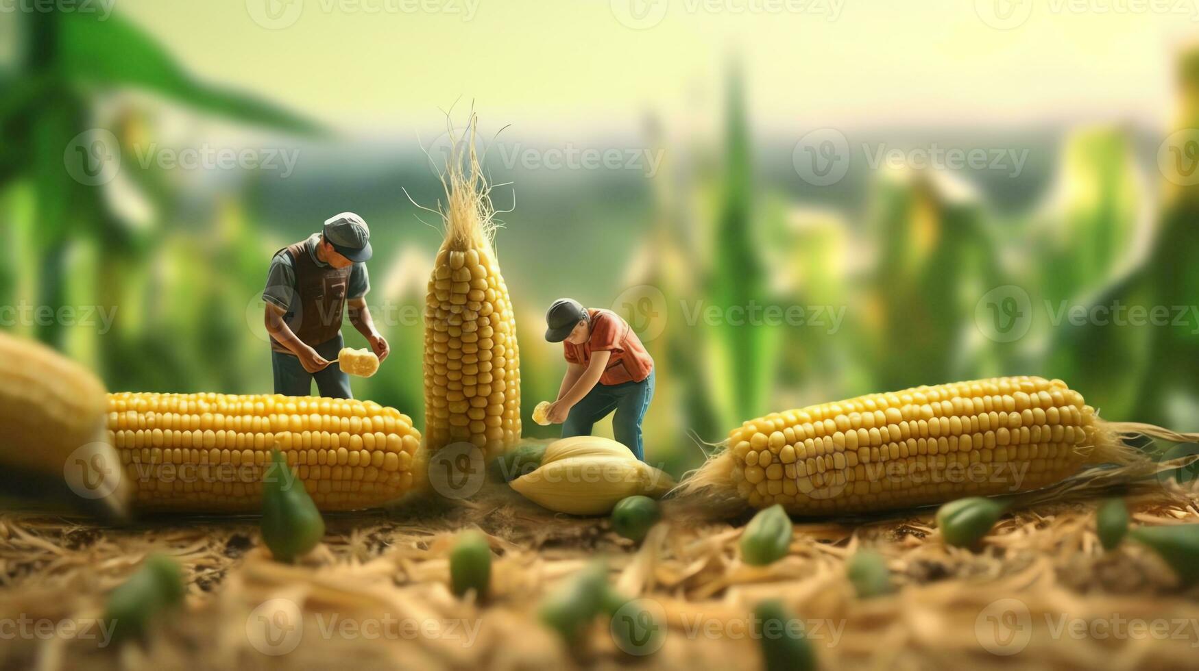 a miniature workers working on corn photo