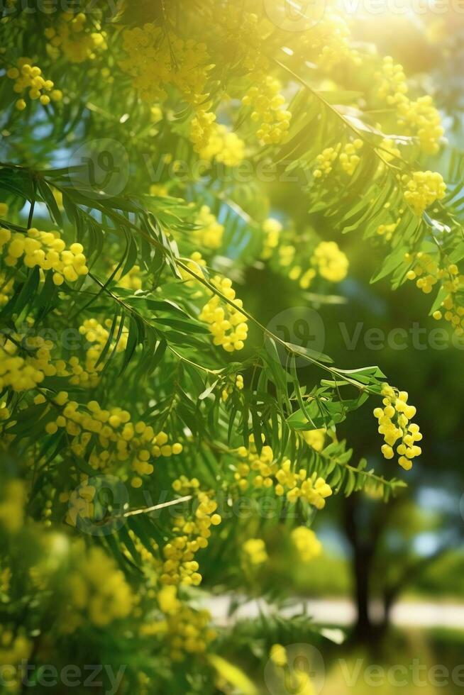 a close up of landscape of lush greenery with Acacia photo