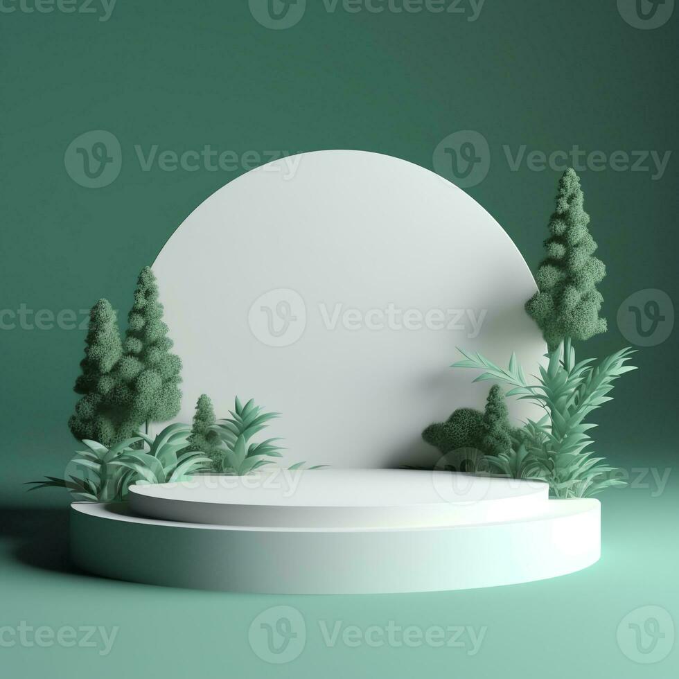 empty space podium display for product mockup natural background photo