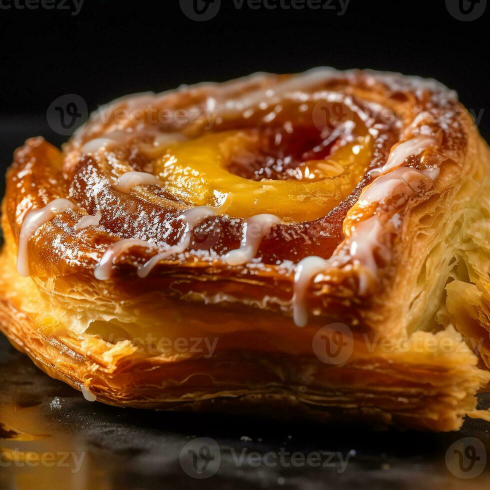 an Danish pastry with blur background photo