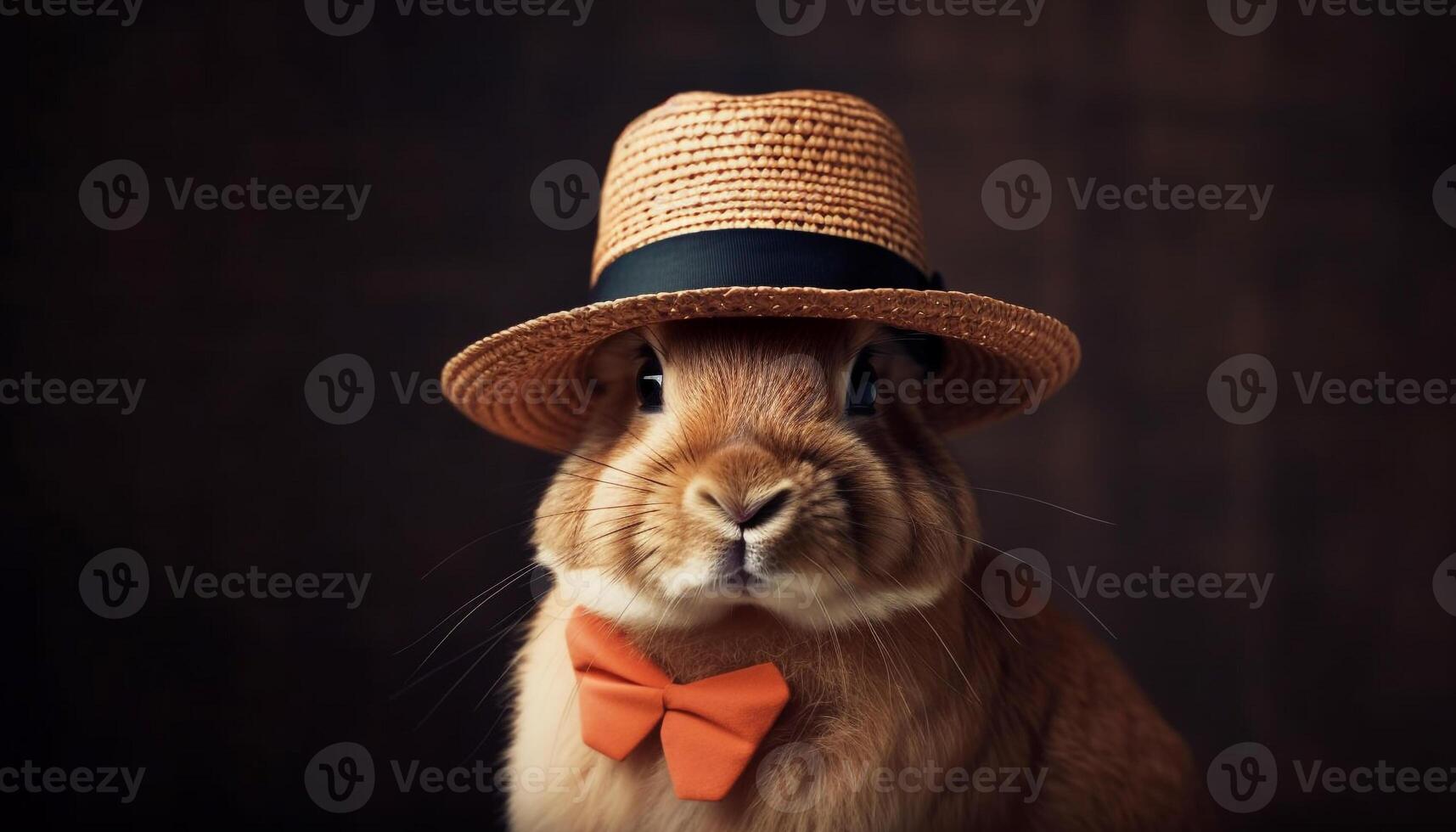 Fluffy rabbit celebrates Halloween in cute costume generated by AI photo