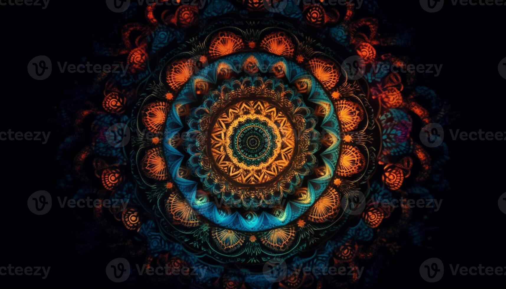 Bold abstract circle creates futuristic indigenous mosaic generated by AI photo