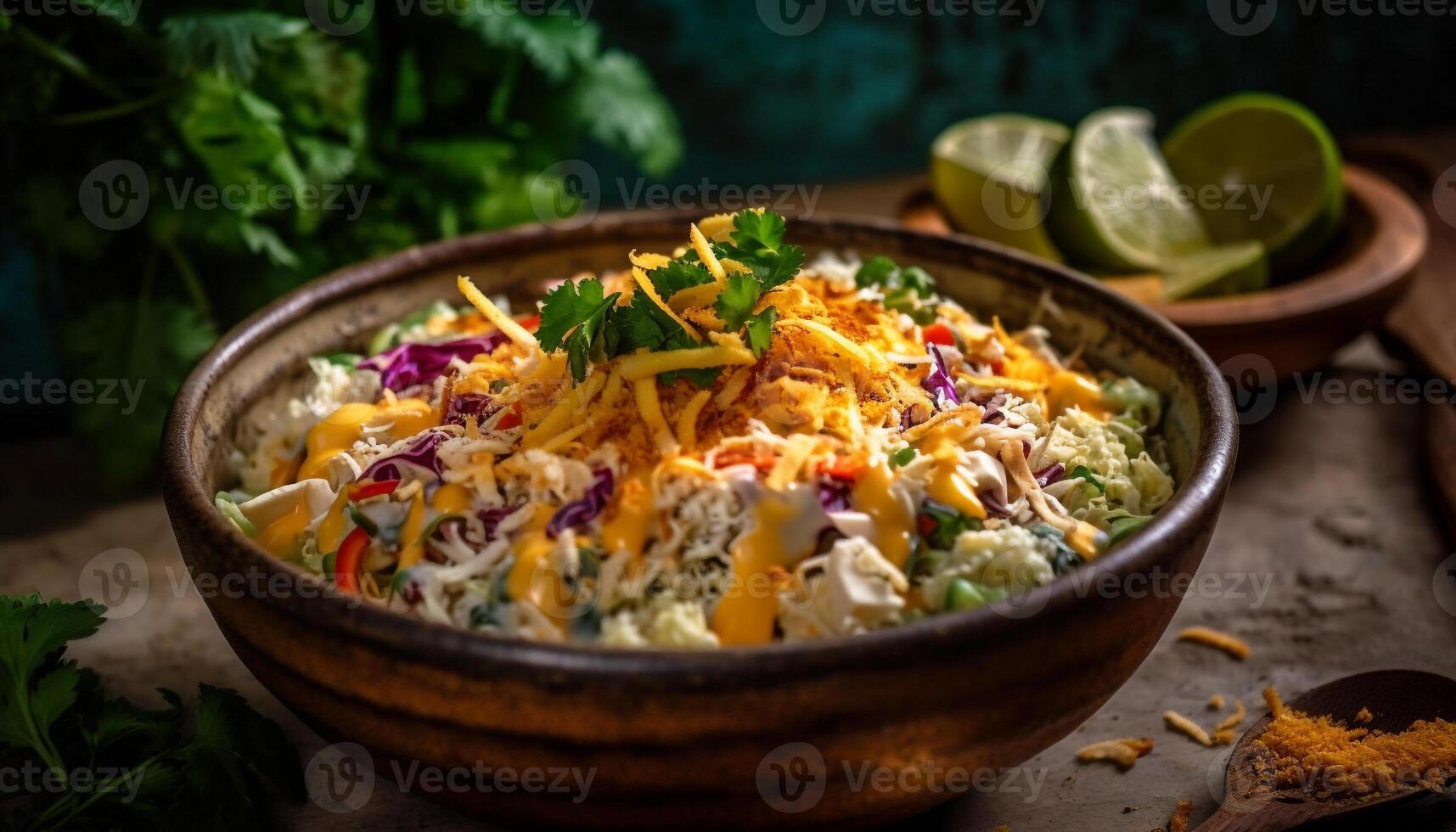 Healthy meal grilled beef taco salad recipe generated by AI photo