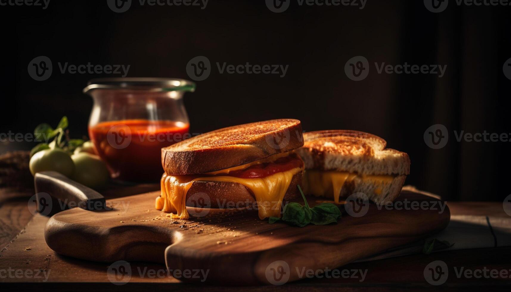 Grilled pork sandwich on rustic ciabatta bread generated by AI photo