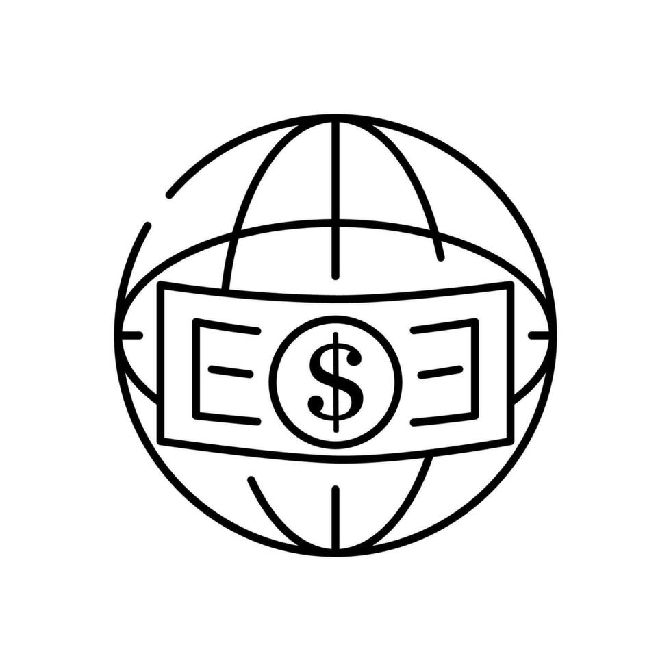 boicotear, negocio guerra, comercio guerra icono conjunto en Delgado línea estilo. mundo y dólar. vector