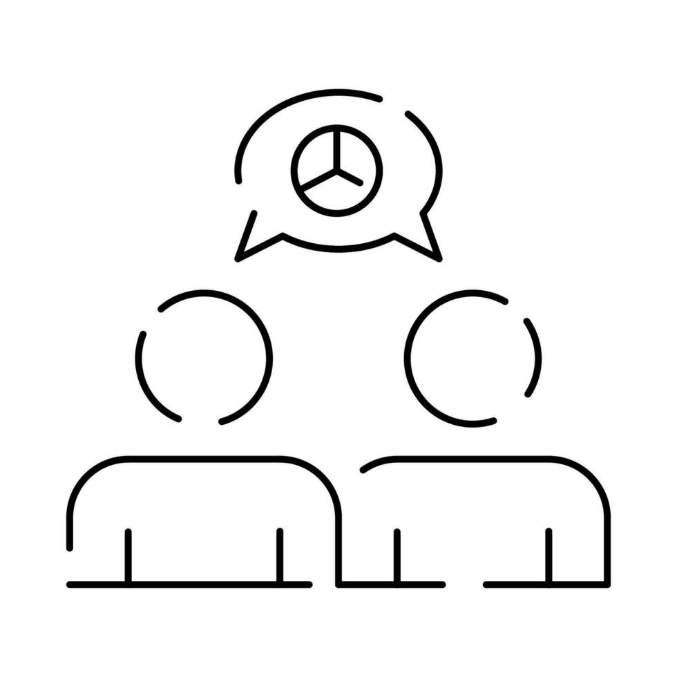 No racism line icon. Group bullying icon, bully persecution, harassment and hate attack, social blame, accuse victim, thin line symbol on white background, social issue. vector