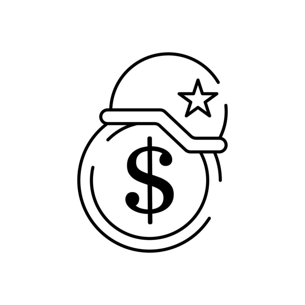Boycott, business war, trade war icon set in thin line style. Dollar soldier helmet. vector