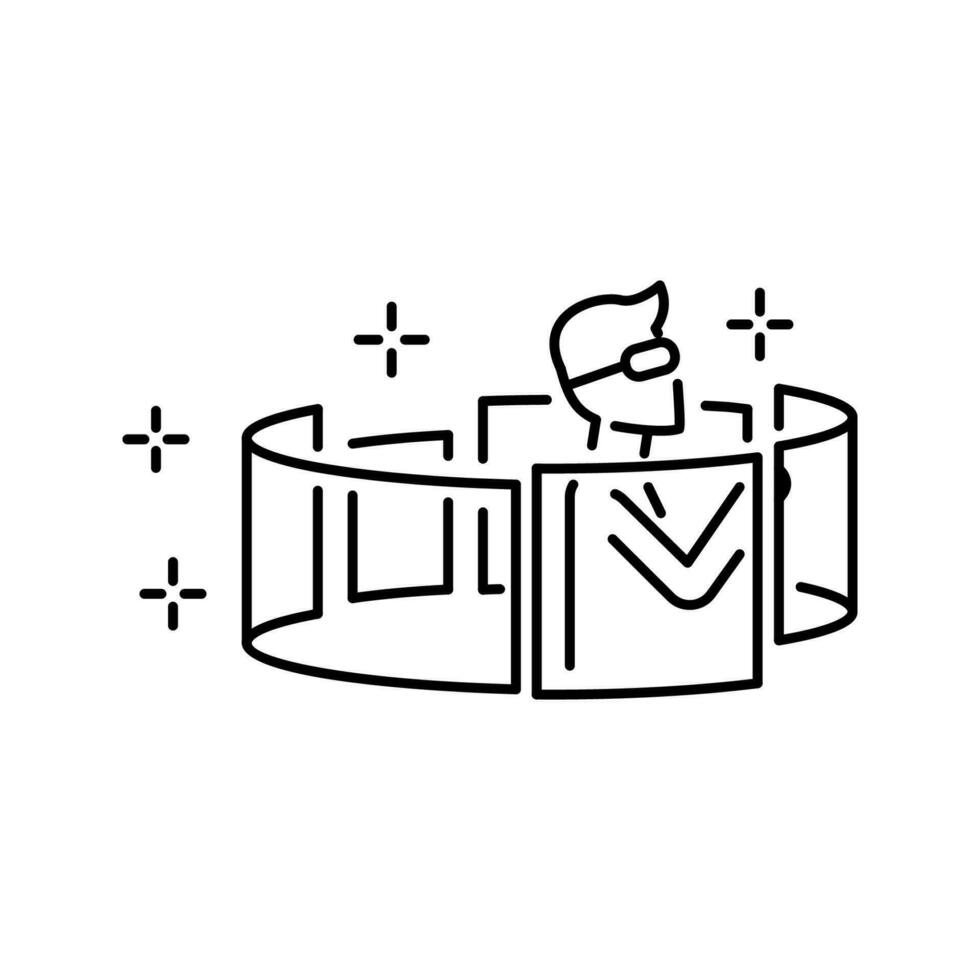 Avatar in metaverse. Thin line icon. Settings, choosing appearance. Pixel perfect, editable stroke. Vector illustration. virtual monitor or hologram. VR and virtual reality.