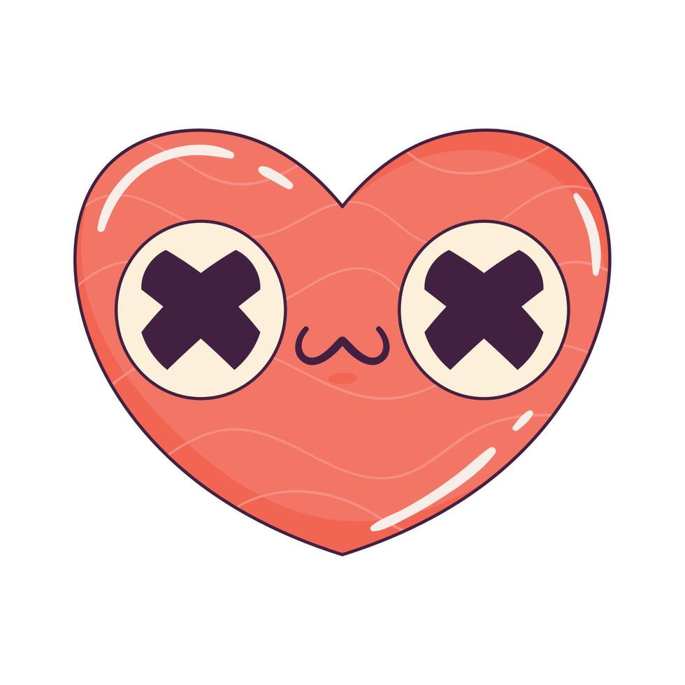 corazón kawaii retro estilo icono vector