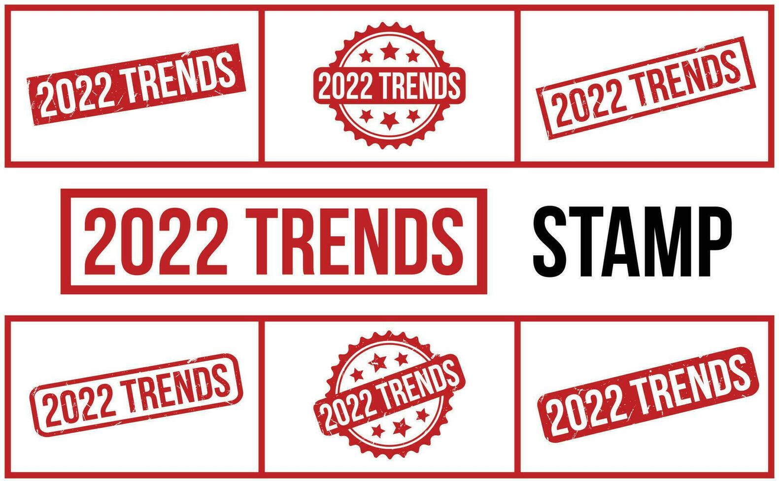 2022 Trends rubber grunge stamp set vector